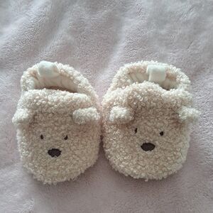 5/$25-Carter's Cream Teddy Bear Slippers for Kids